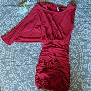 BCBGMAXAZRIA Ruched Red Cocktail Party Dress Sz Small